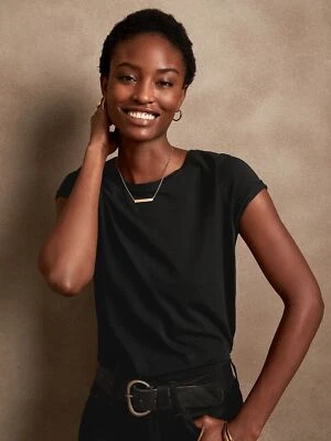 Camiseta Banana Republic Timeless Cuello Redondo NEGRA, BLANCA Algodón Suave Modal NUEVA XXS-XL Foto 1 de 4