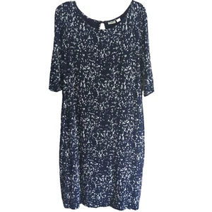 Cato Women Dress Size XL Lined Blue White Quarter Sleeve Stretch Slimming -lp - Picture 1 of 11