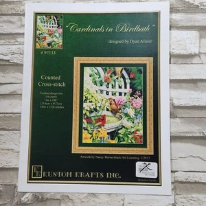 Kustom Crafts Inc Cardinals in the Birdbath Counted Cross Stitch Chart ONLY - Picture 1 of 4