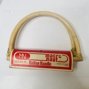 Macra Naut Rattan Handle pair 6" width opening VTG purse hardware Philippines - Picture 1 of 2