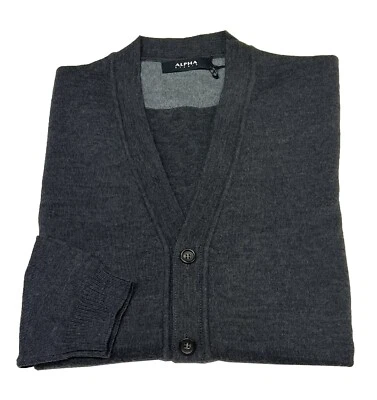 Cardigan Hombre Gris Oscuro Con Botones Slim Fit Mod. AU-6024E 100% - Imagen 1 de 3
