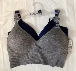 2 NEW Nautica Intimates Sports Bras Adjustable NWT Nylon Spandex Padded 36C - Picture 1 of 15