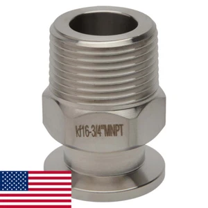 KF-16 NW-16 3/4" NPT (STECKER) Adapter Vakuumverschraubung SS304 LoCo SCIENCE!! - Bild 1 von 5