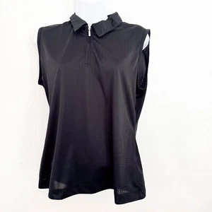 Nike Golf Sleeveless Polo Shirt Dri-FIT Athletic Black Top Womens L - Picture 1 of 5