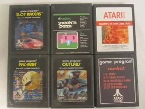 Lot of 6 ATARI 2600 Games PAC-MAN Combat OUTLAW Slot Racers etc [Z81n] - Picture 1 of 1