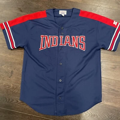 Vintage Starter brand Cleveland Indians Jersey; Size L; Button Down; MLB Genuine - Image 1 of 4