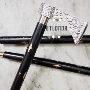 Hacha vikinga antigua artesanal bastón de madera vintage regalo para hombre - Imagen 1 de 2