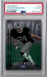 Tarjeta de novato Finest Charles Woodson 1998 #142 con revestimiento protector PSA 6 EX-MT - Imagen 1 de 2