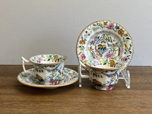 2 Ashworth Bros Hanley Antik Blumen & Vogel Demitasse 2 Unzen Teetassen Untertassen - Bild 1 von 9