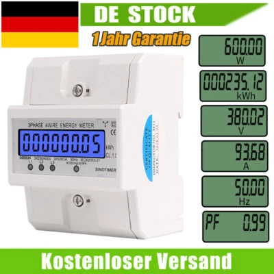 MIRTHBUY LCD DREHSTROMZÄHLER KALIBRIERT STROMZÄHLER 3 PHASEN 4 DRAHT FÜR DIN HUTSCHIENE