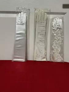 Top Quality White/Ivory Long Satin Bridal Wedding Halloween Costume Opera Gloves - Picture 1 of 1