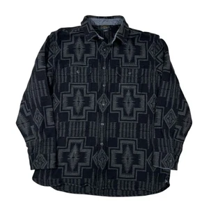 Pendleton Men’s Doublesoft Beach Aztec Button Shirt Black Gray Size L (Flaw) - Picture 1 of 10