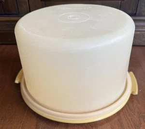 Portapasteles Tupperware vintage cosecha oro 683-8 y 684-2 - Imagen 1 de 6