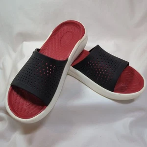 Crocs Literide Slides Sandel Flip Flop Red/Black non-slip M4 W6 Unisex  - Picture 1 of 13