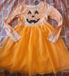 Jumping Beans Girls Pumpkin Halloween Tutu Dress Sz 8 Guc Tiny Spot - Picture 1 of 2