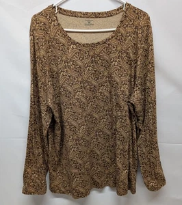 Jones New York Sport Long Sleeve Brown Paisley Top Tee Shirt Women's 3X - Picture 1 of 5