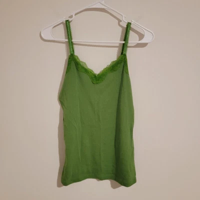 Y2K Old Navy Mujer Cami Encaje Ribete Talla Pequeña Tanque Verde Hada 90S Foto 1 de 4