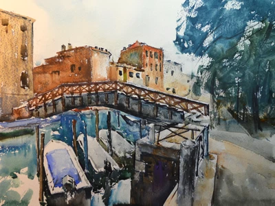 Original Venice, Italy Landscape Painting by Jay Jack Jung (b. 1955) Signed, COA - image 1 of 3