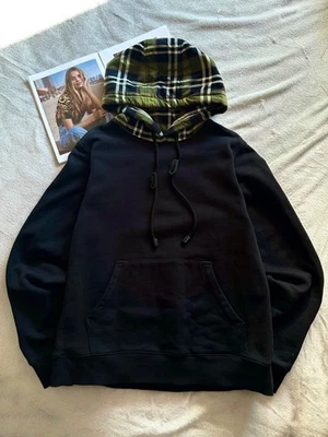 Sudadera con capucha a cuadros verdes Burberry para hombre sudadera con capucha de algodón negra talla L Foto 1 de 4