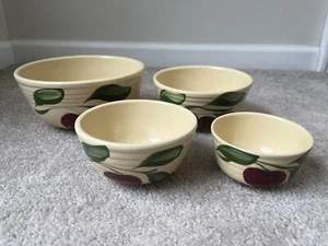 4 Vintage Watt Ovenware Mixing Nesting Bowl Set 3-Leaf Apple 04 05 06 & 07 - Picture 1 of 12