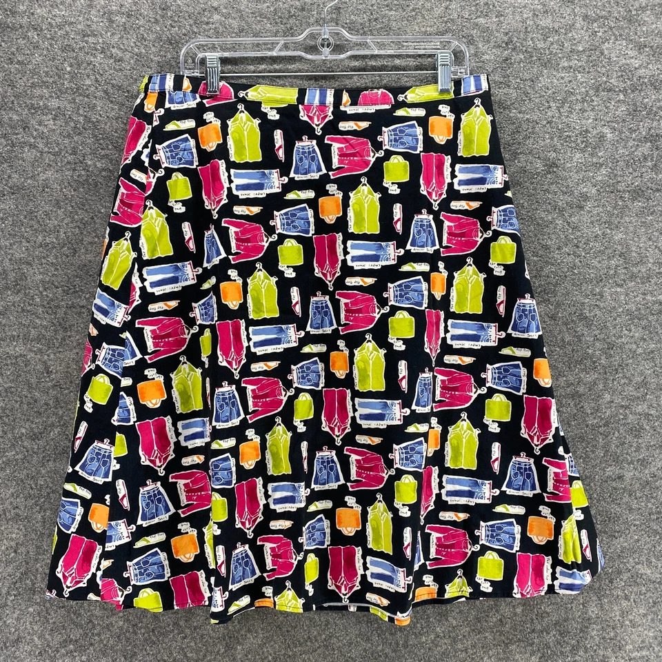 Falda Valerie Stevens Mujer 1X Plus Paños Negros Estampado Cremallera Midi Línea A Algodón Foto 1 de 4