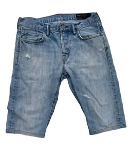 Mens Allsaints Anhu Pistol W30 Light Blue Denim Button Fly Jean Shorts 30" Waist - Picture 1 of 6