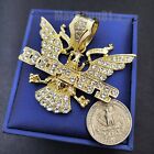 Hip Hop Dipset Eagle Pendant & 15Mm 18" 20" 24" Iced Cuban Chain Bling Necklace