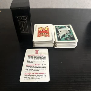 Vintage KEM Cranes Double Deck Birds Playing Cards in Black Bake Lite Case - Picture 1 of 16