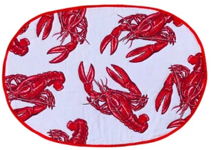 HUMMER/KREBSE Set/5 Tischsets + Topflappen Handarbeit Rot & Weiß Baumwolle Neu - Bild 1 von 3