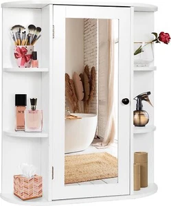 Bathroom Cabinet Wall Mount Medicine Cabinet with Single Mirror Door Adjustable - Picture 1 of 14