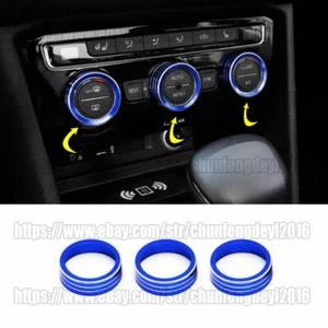 For Volkswagen Jetta Mk7 19-21 3pcs Blue Aluminum Central Console AC Switch Trim - Picture 1 of 4