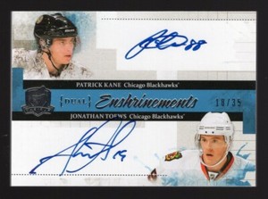 PATRICK KANE JONATHAN TOEWS 2010-11 THE CUP DUAL ENSHRINEMENTS AUTOGRAPH /35