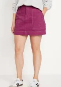 Old Navy Utiltity Denim Button Front Fucshia Pink Mini Skirt Size 18 - Picture 1 of 12