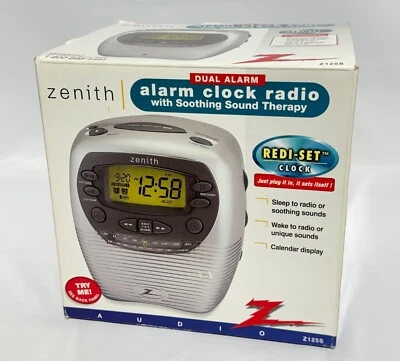 Zenith Alarm Clock AM/FM Radio Dual Alarm plus Soothing Sound Therapy Z125S - Image 1 of 4