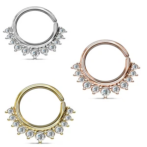 Paved Half Circle Bendable Hoop Ring Nose Septum Daith Ear Cartilage F152 - Picture 1 of 4