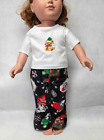 Doll Pajamas Holiday Velour Pants Embroidered Dog Fits American Girl & 18" Dolls