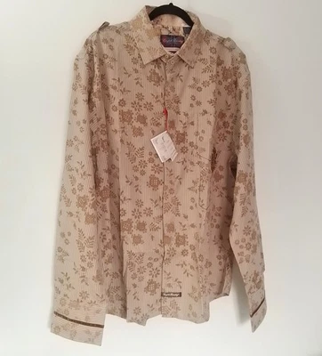 Mens English Laundry Brown Floral Print Long Sleeve Shirt Size 3XL - image 1 of 4
