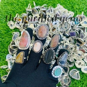 Anelli impilabili placcati argento 925 da donna ~ anelli Boho Desig ~ lotto anelli sfusi ~ - Foto 1 di 7
