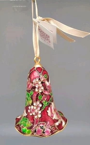 New Victorian Enamel Cloisonné Bell Christmas Tree Ornament Red Pink Green Gold - Picture 1 of 8