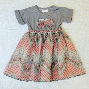 Bonnie Jean Girls Vintage-Inspired Floral Tulle, Lace, & Knit Lined Dress 4T - Picture 1 of 11