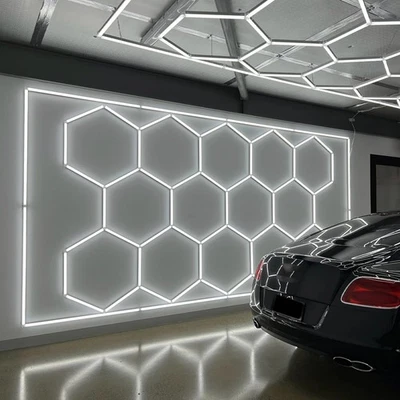VASTFIRE Lámpara LED hexagonal 14x tubos taller garaje pared techo iluminación