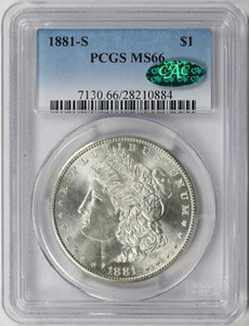 Dólar Morgan 1881-S $1 graduación profesional CAC MS66 - Imagen 1 de 4