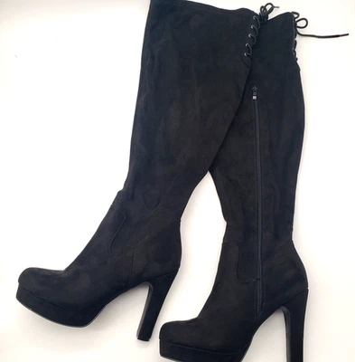 Torrid Black Faux Suede Stretch Platform Over-the-Knee Boot Womens 9.5 WW - Image 1 of 4