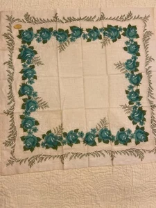 VTG WOMENS HANDKERCHIEF 100% cotton Floral Made In Spain - Picture 1 of 8