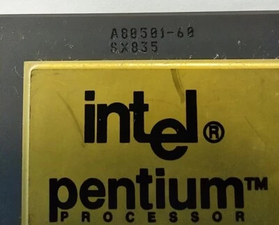 Vantage Pentium A80501-60 SX835 CPU Zócalo Raro 4 Tapa Dorada/Recuperación/Colección Foto 1 de 4