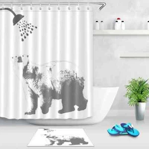 Bear Bath Waterproof Bathroom Polyester Shower Curtain Liner Water Resistant - Bild 1 von 8