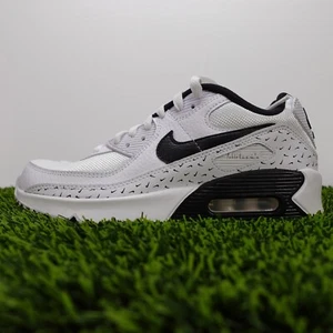 NIKE AIR MAX 90 SWOOSHFETI - DC9198-100 - WHITE / BLACK -YOUTH 5.5 = WOMEN SZ. 7 - Picture 1 of 12