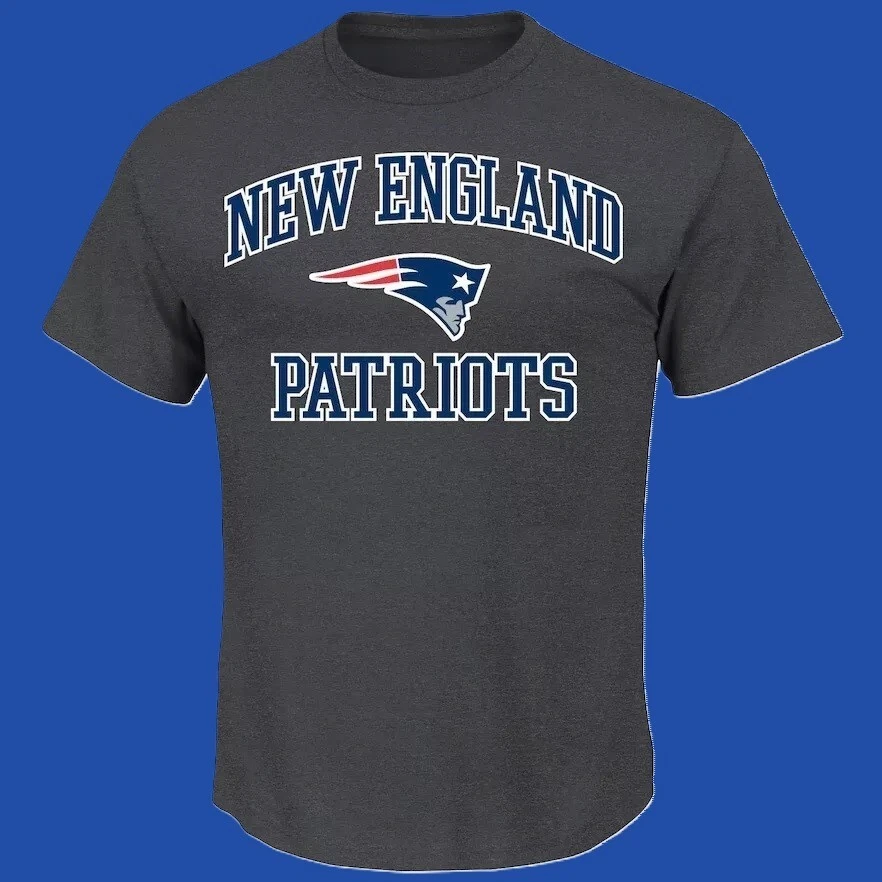 Camiseta de cuello redondo New England Patriots para hombre Majestic Heart and Soul - Nueva Foto 1 de 1