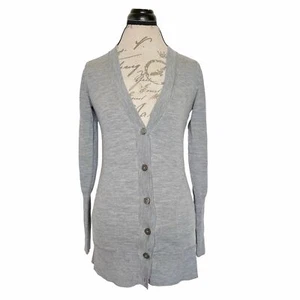 J. Cardigan maglione donna Crew taglia small grigio maniche lunghe lana merino preppy - Foto 1 di 13
