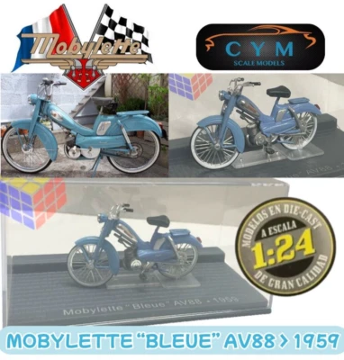 Moto clásica Mobylette "Bleue" AV88 • Año 1959 • (Escala 1/24) Ixo, Altaya, Azul - Imagen 1 de 4